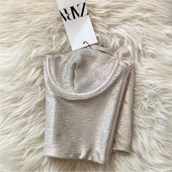 Zara Sequin Corset Bra Top in Champagne - Picture 6 of 11